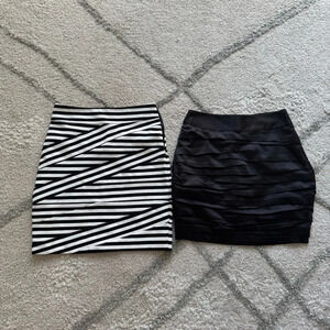 Express skirts silky satin black and black and white stripe pencil skirt 00